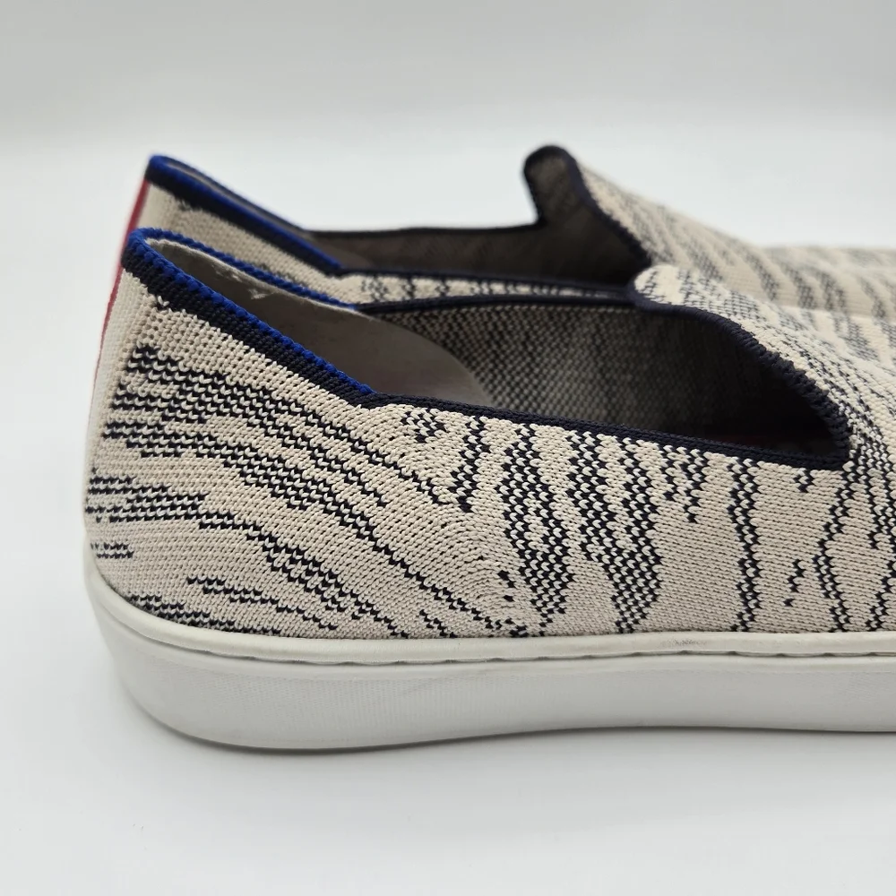 Rothy's The Sneaker Maritime Tiger Slip On Shoes Gray Stripe Women's Size 8.5